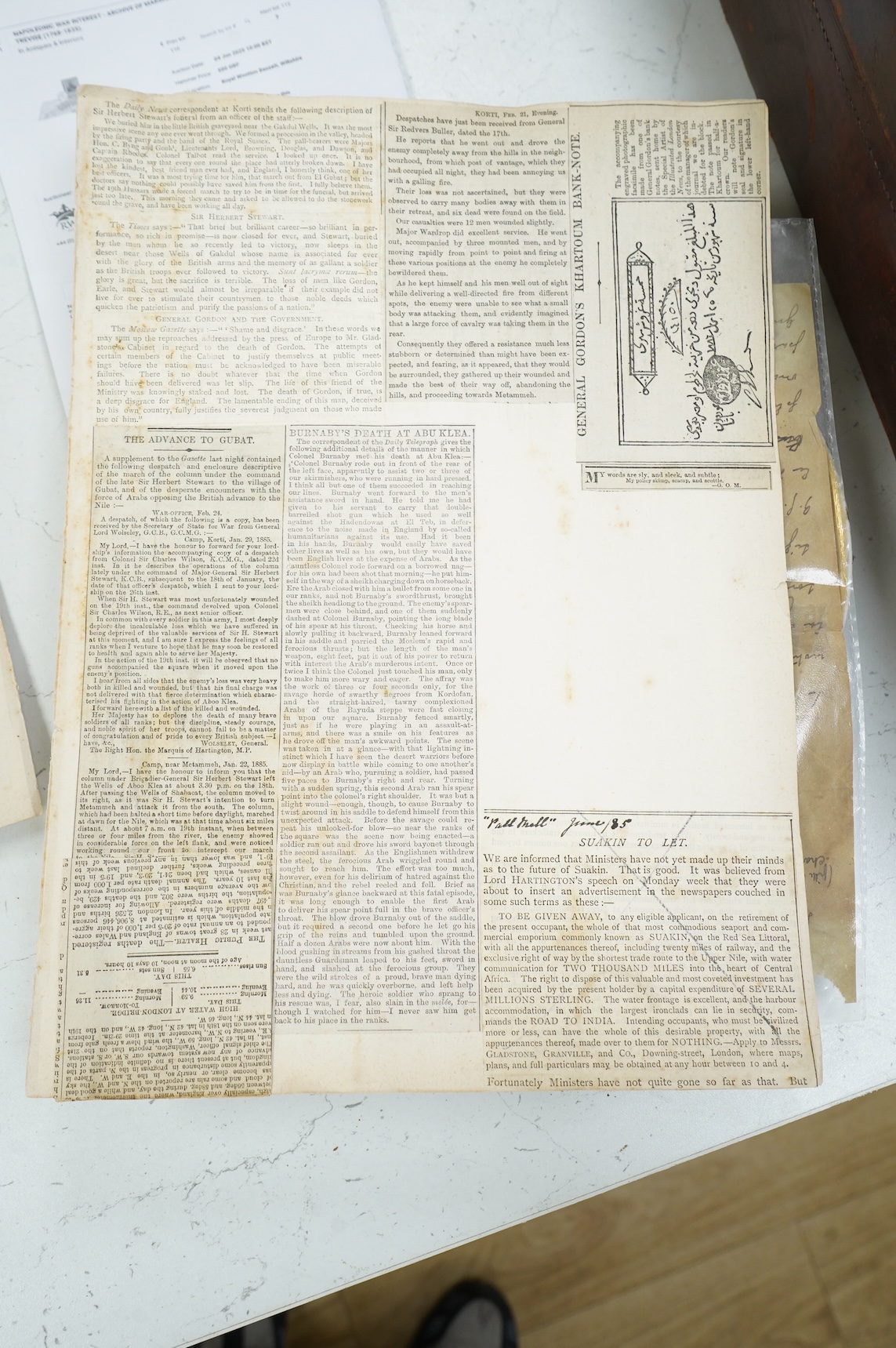 Two late 19th century Sevres campaign plates from a dining set owned by Marshall Edouard Mortier, Duke of Trevise, and later Prime Minister of France, together with a related letter dated 1928 from a descendant mentionin